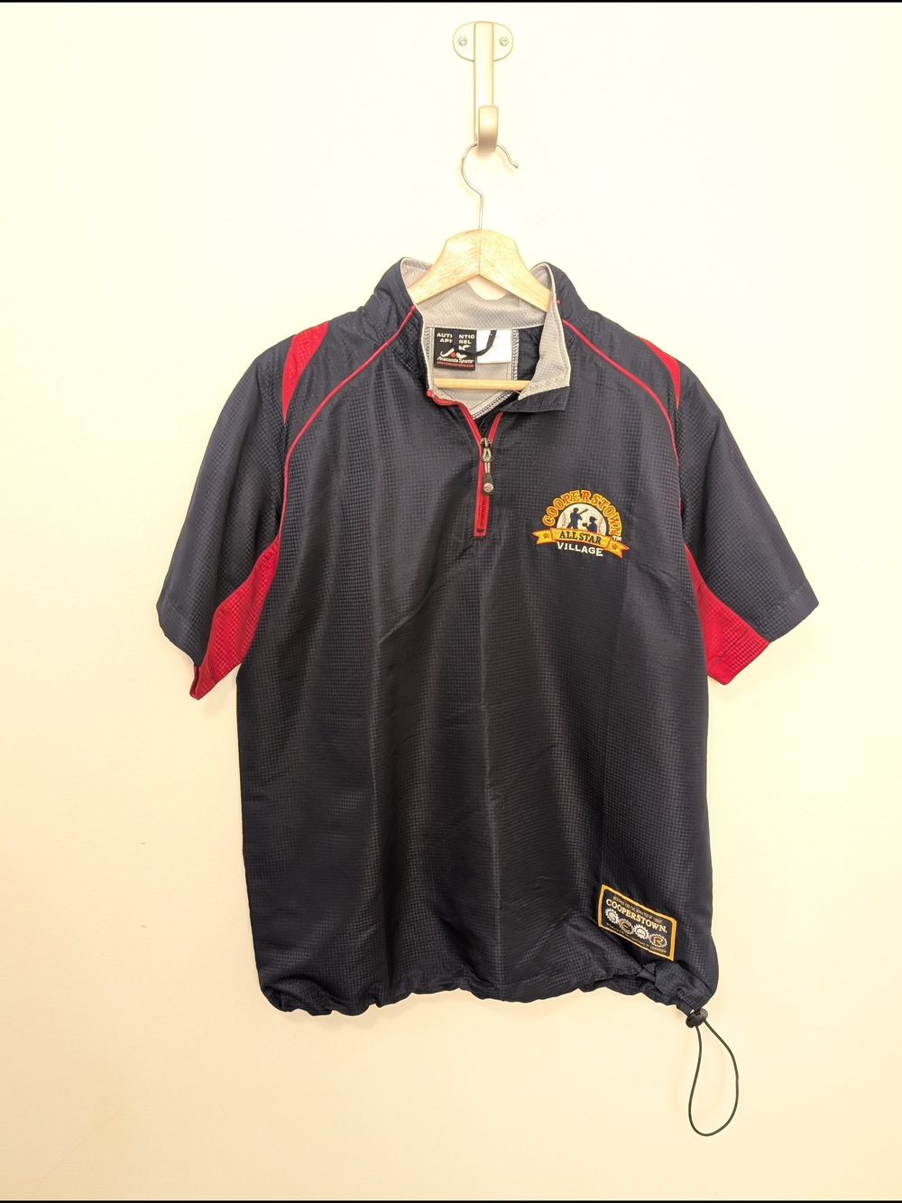 Cooperstown Baseball Village Navy and Red Athletic Windbreaker Pullover Men's S